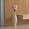 White Floor Vase, Ribbed Design, Modern Elegant Home Decoration, Tall Ceramic Vases, Contemporary Living Room Accent, Trendy Room Enhancement, Versatile Sculptural Look, Sophisticated Decor